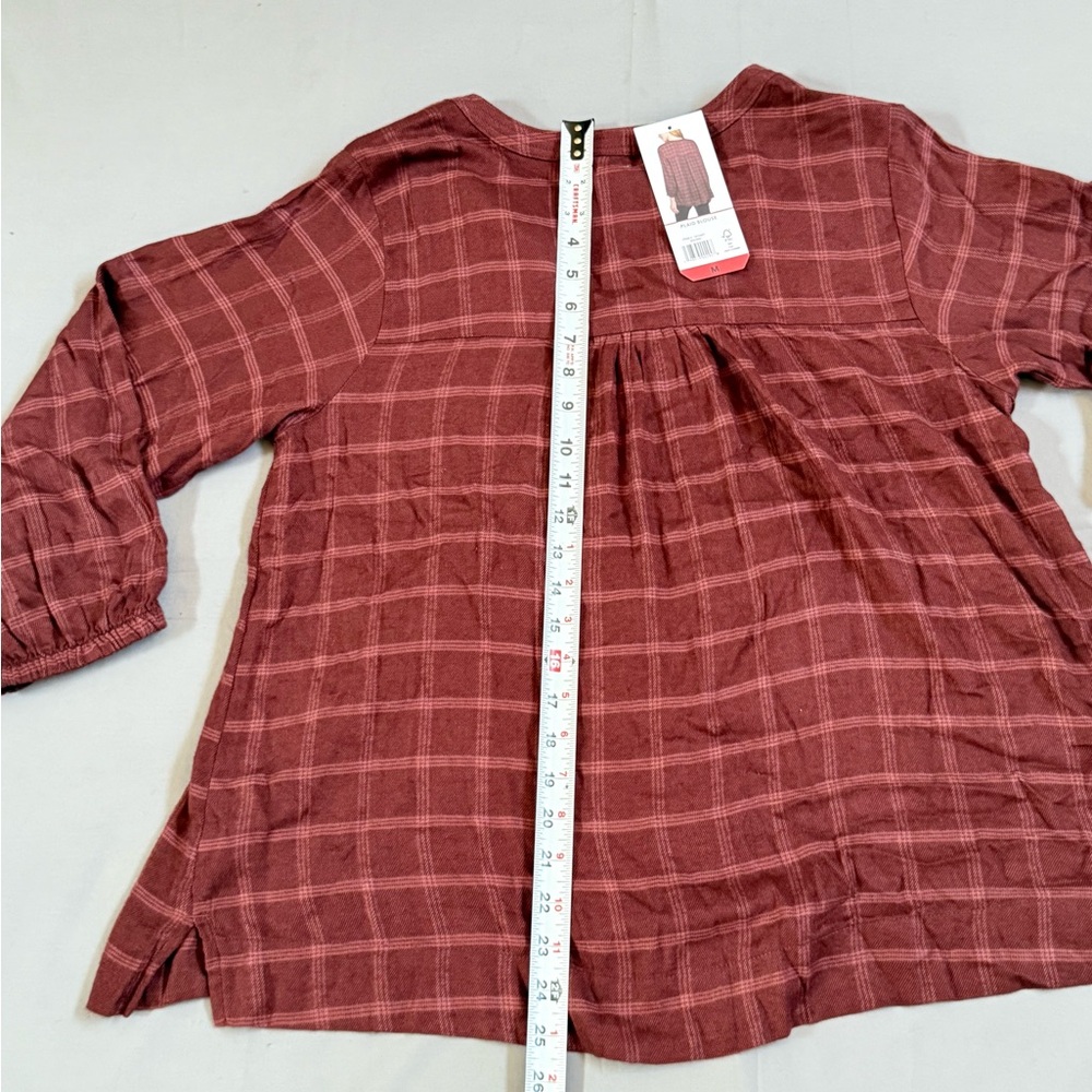 NWT Women’s Wrangler Burgundy‎ Plaid Western Blouse size M - Picture 3 of 4